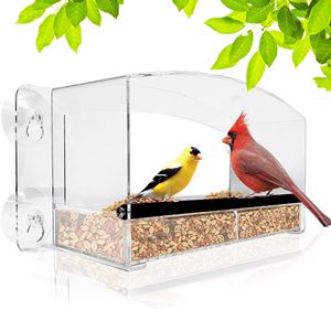 Mangeoire à oiseaux pour fenêtre avec vue en cristal de Nature Gear